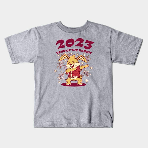 Dabbing for Luck: Celebrate Chinese New Year with a Rabbit Twist! Kids T-Shirt by Life2LiveDesign